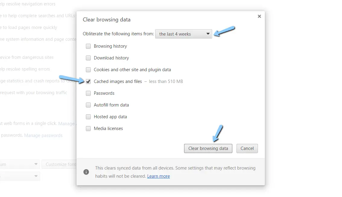 how to clear cache google chrome windows 10
